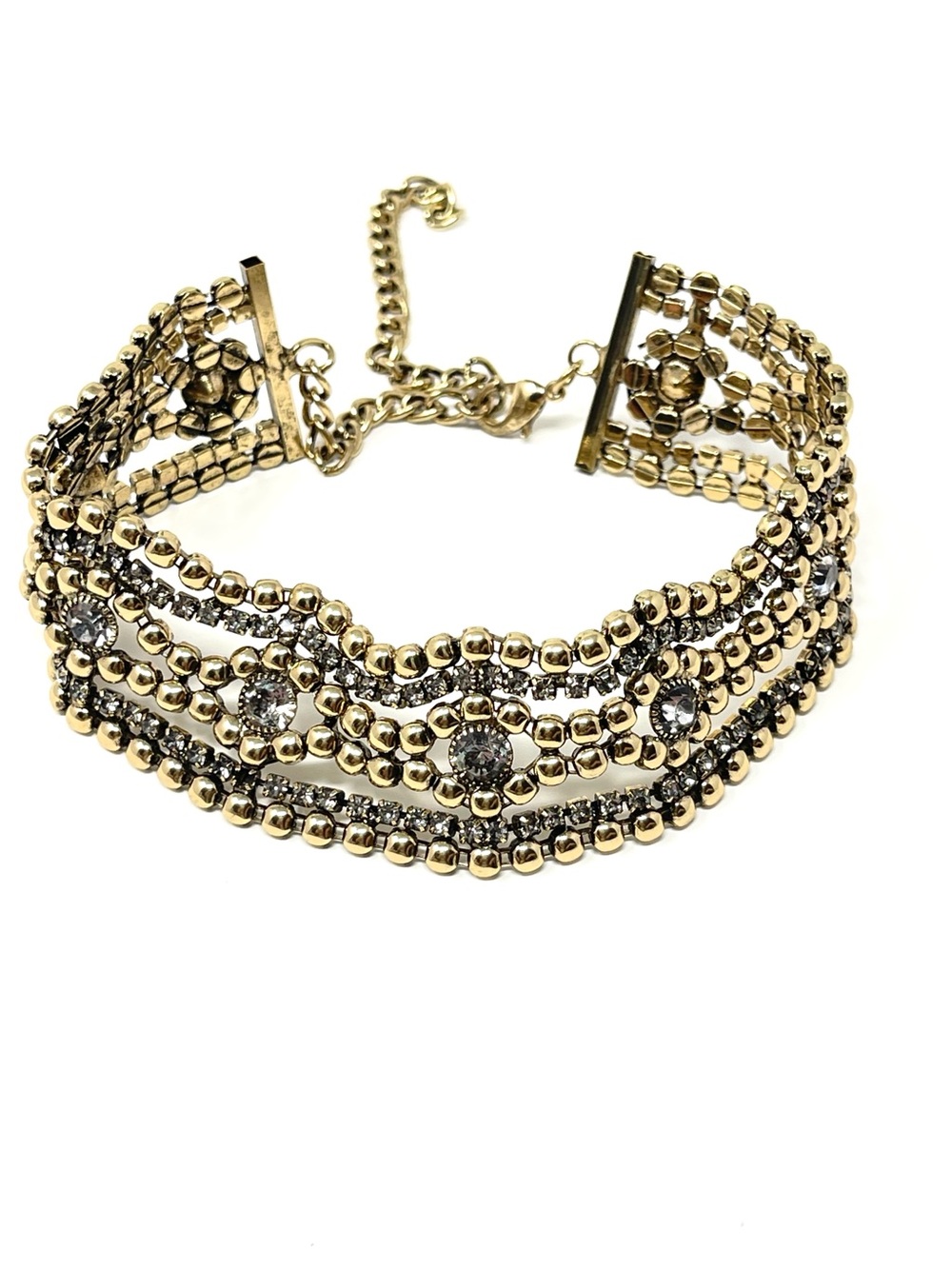 New Anthropologie Beaded Gold Silver Choker Necklace